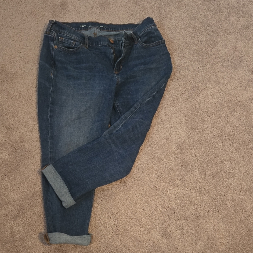 Old Navy Women's Dark Blue Boyfriend Jeans